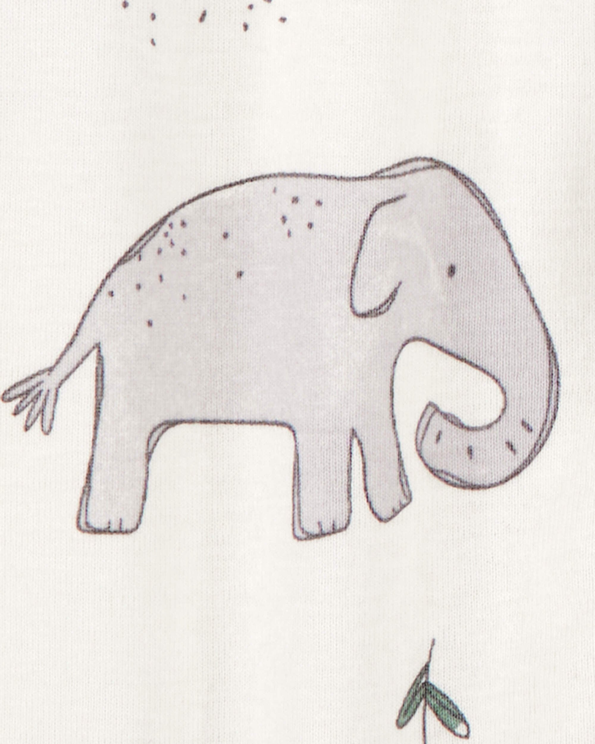 Baby 2-Pack Striped Elephant 2-Way Zip Cotton Sleep & Play Pajamas - Grey