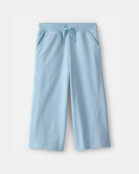 toddler girl french terry wide-leg pants - blue