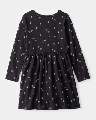 Product image 2 of Girls Halloween Ghost Long-Sleeve Dress - Black