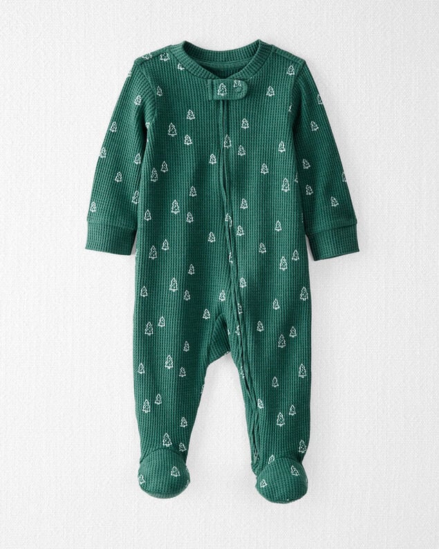 Product image 1 of Baby Organic Cotton Waffle Knit Sleep & Play Pajamas in Christmas Tree Print
