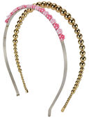 Gold/Pink - 2-Pack Beaded Headbands, Selected