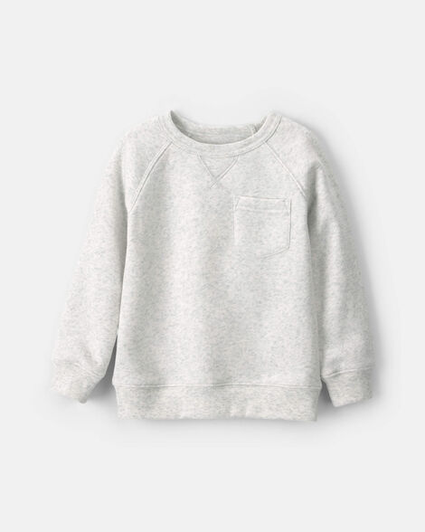 toddler boy fleece pullover sweatshirt - heather grey