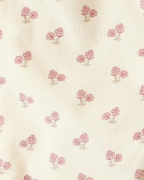 Baby Girl Organic Cotton Corduroy Overalls in Garden Bloom Print