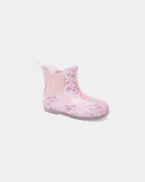 toddler girl floral rainboots - pink/purple