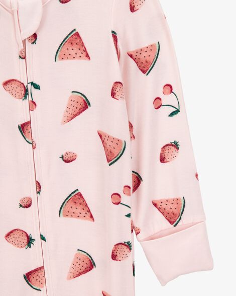  Product image 3 of Baby Fruit Print 2-Way Zip PurelySoft Convertible Foot Sleep & Play Pajamas - Pink