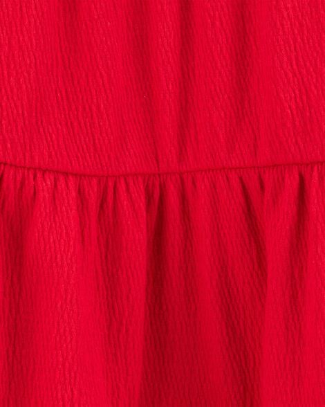 Toddler Textured Knit Tank  Button-Front Dress - Red