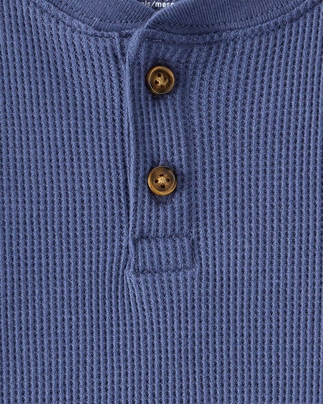 Product image 2 of Baby Boy Long-Sleeve Thermal Henley Shirt - Blue