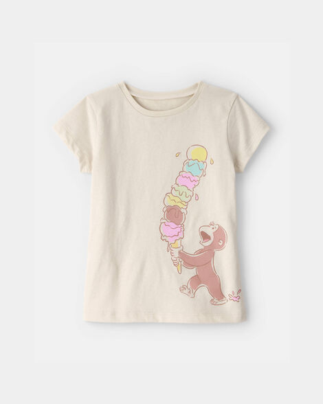 toddler girl curious george ice cream graphic tee - cream