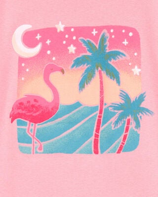 Product image 2 of Kid Flamingo Print Snug Fit Cotton 4-Piece Pajamas