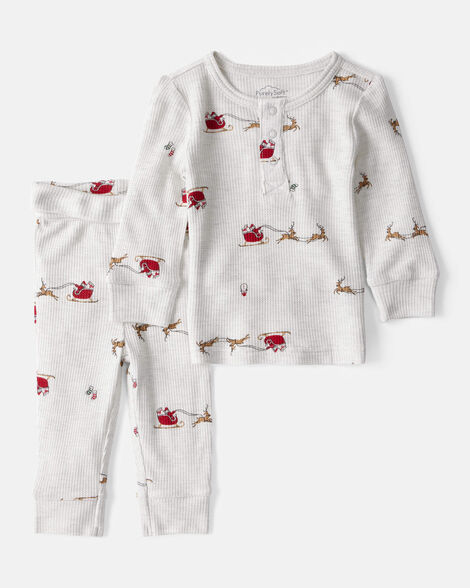 Product image 1 of Baby 2-Piece Sleigh Print PurelySoft Tee & Pant Set - Grey
