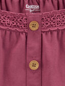 Maroon - Baby Crochet Flutter Button-Front Shirt, Selected