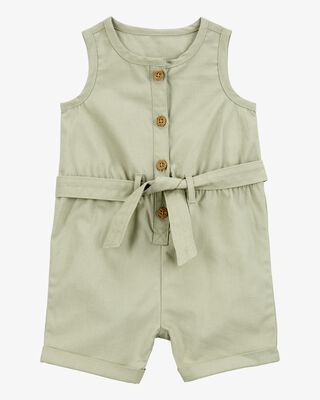 Product image 1 of Baby Sleeveless Canvas Romper - Olive