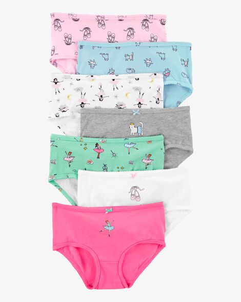  Product image 1 of Kid 7-Pack Ballerina Print Brief Stretch Cotton Underwear