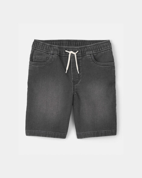 Boys Denim Drawstring Shorts - Black