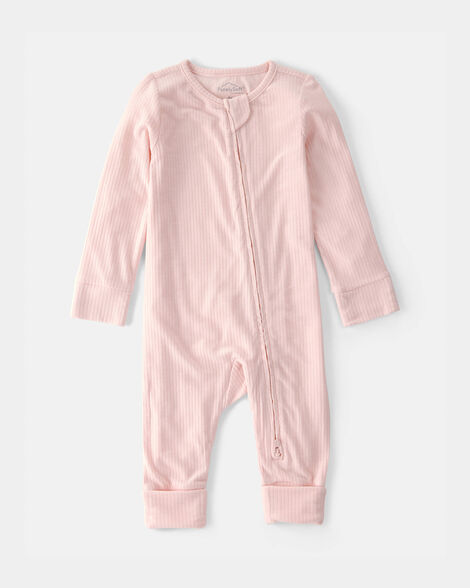 baby girl 2-way zip purelysoft sleep & play pajama - light pink