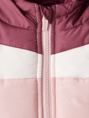 Baby Girl 2-Piece Color Block Hooded Snowsuit Jacket & Bib Set - Pink/Red