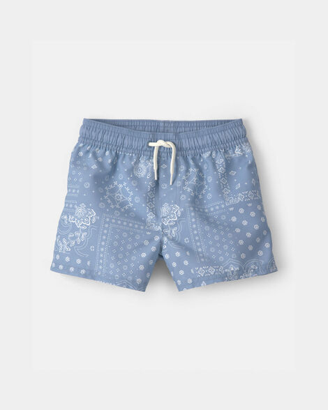 Toddler Boy Bandana Floral Swim Trunks - Blue