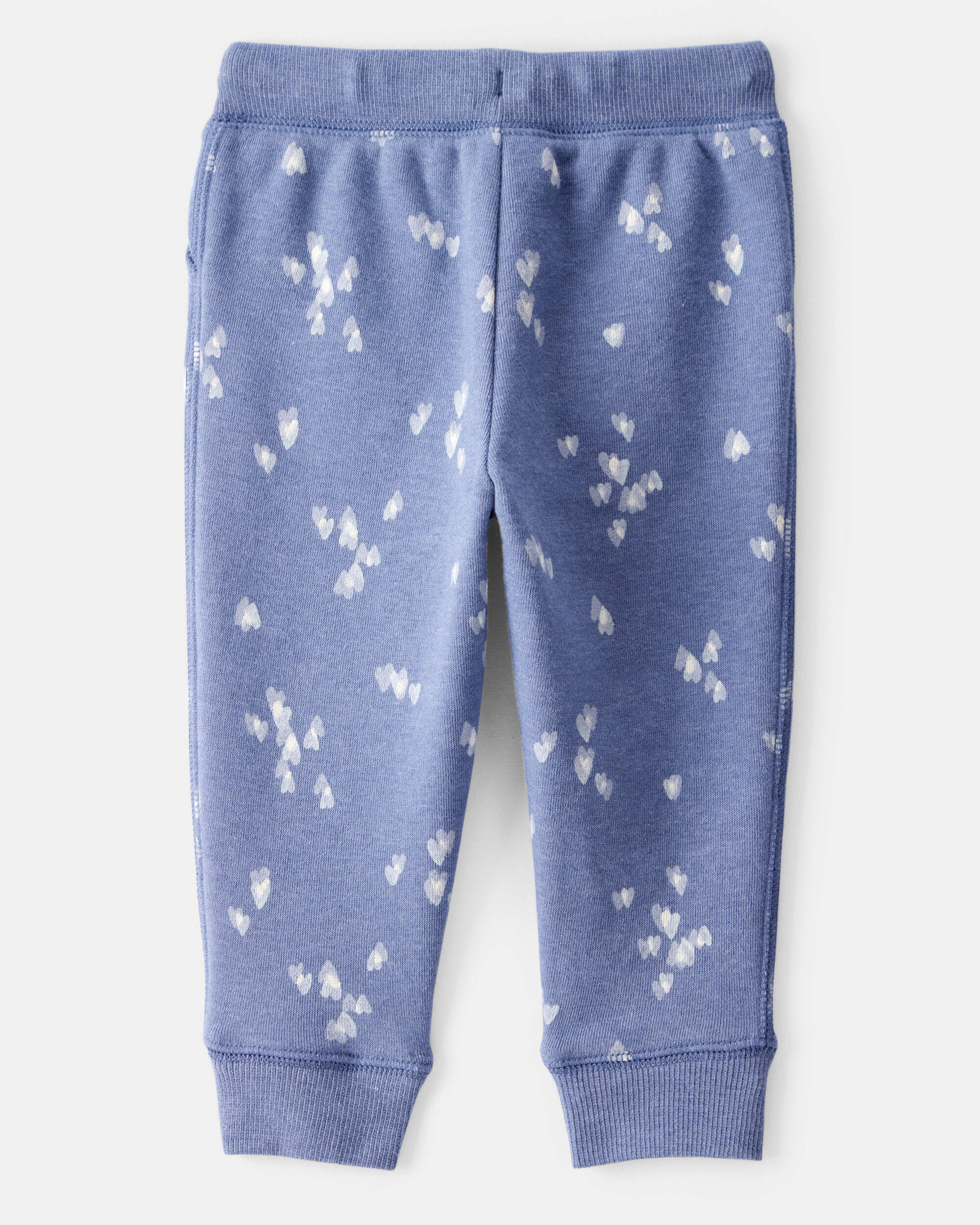 Baby Girl Heart Print Drawstring Joggers - Blue