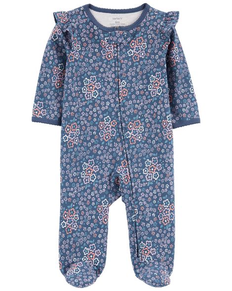  Product image 1 of Floral 2-Way Zip Cotton Sleep & Play Pajamas