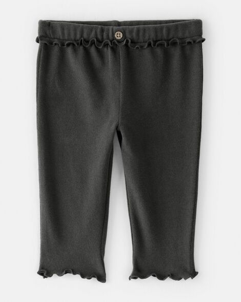 baby girl flutter-waist pants - black