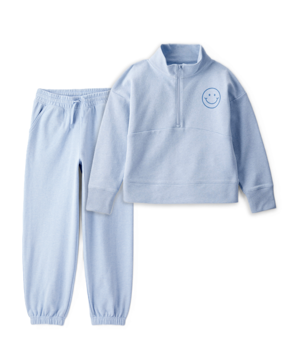 Girls 2-Piece Smiley Face Pullover Sweatshirt & Joggers Set