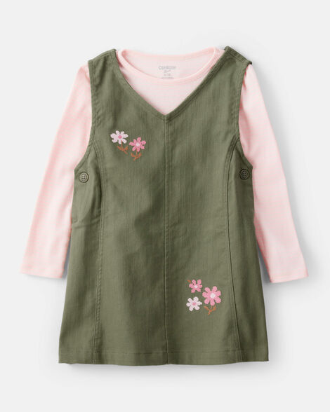 Toddler Girl 2-Piece Cotton Long-Sleeve Dress - Green