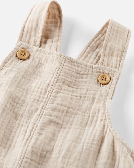  Product image 3 of Toddler Organic Cotton Gauze Shortalls in Cream
