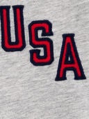 Heather - Toddler USA Varsity Button-Down Shirt, Selected