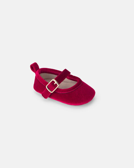 baby girl mary jane velvety flats - red