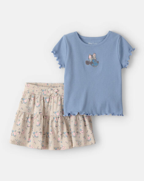 toddler girl 2-piece disney© minnie mouse top & skort set - blue