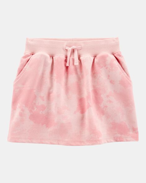 Kid Drawstring Cloud Dye French Terry Skort - Pink