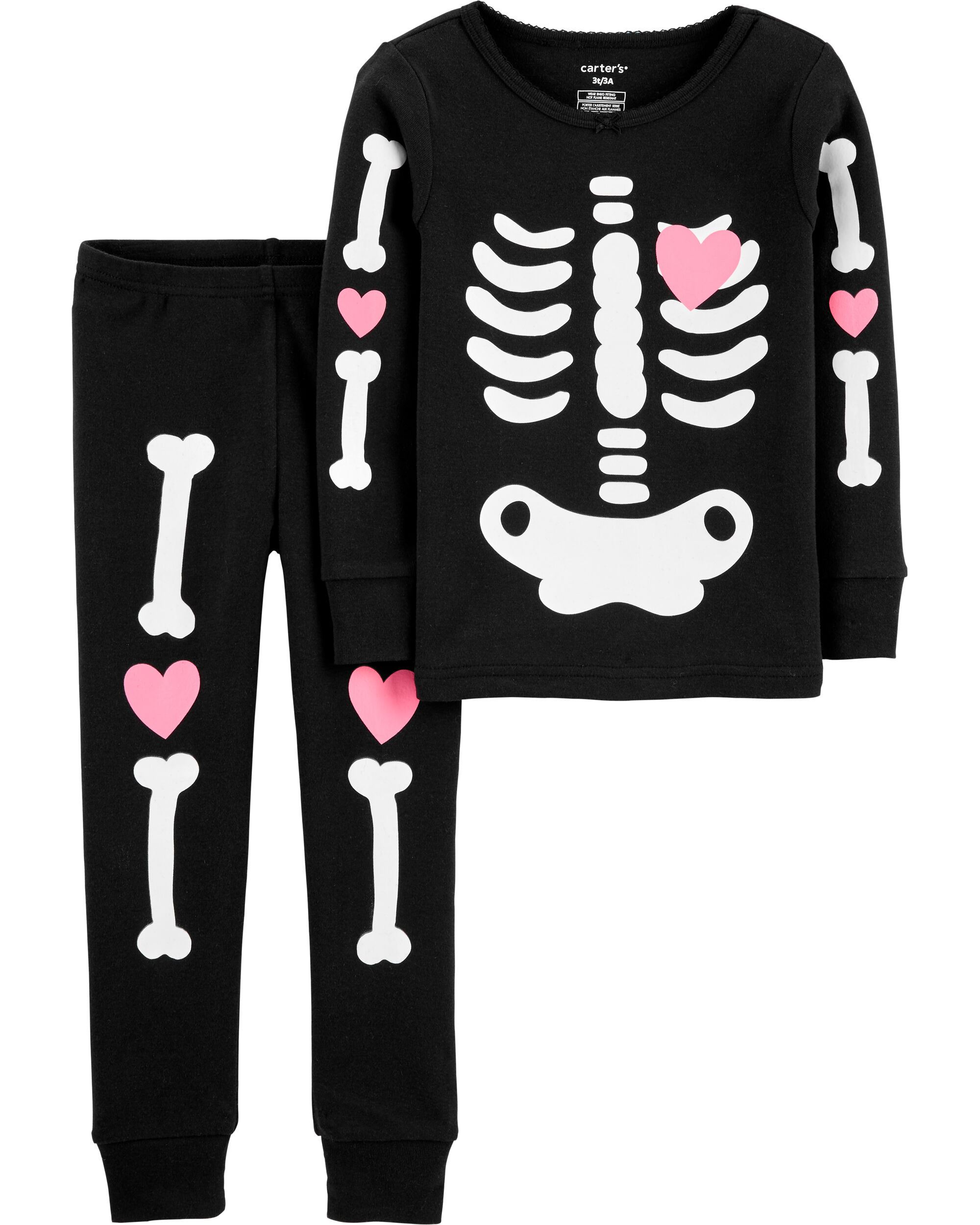 2-Piece Halloween Skeleton Snug Fit Cotton PJs