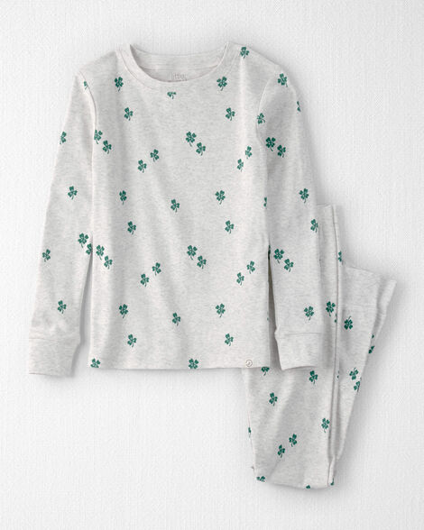 Kid Organic Cotton Pajamas in Lucky Clovers Print