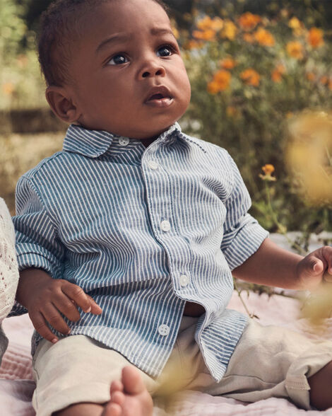 Product image 4 of Baby Boy Linen Button-Front Shirt Made with Organic Cotton
