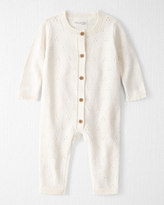 Product image 1 of Baby Girl Organic Cotton Sweater Knit Pointelle Jumpsuit