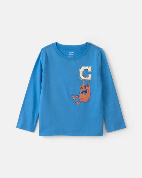 toddler boy monster long-sleeve graphic tee - blue
