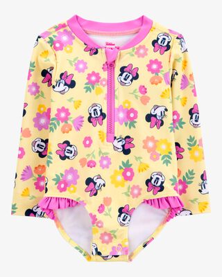 Product image 1 of Baby Disney© Minnie Mouse 1-Piece Rashguard Swimsuit - Yellow/Pink
