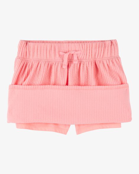 Product image 2 of Kid Ribbed Textured Drawstring Skort - Orange