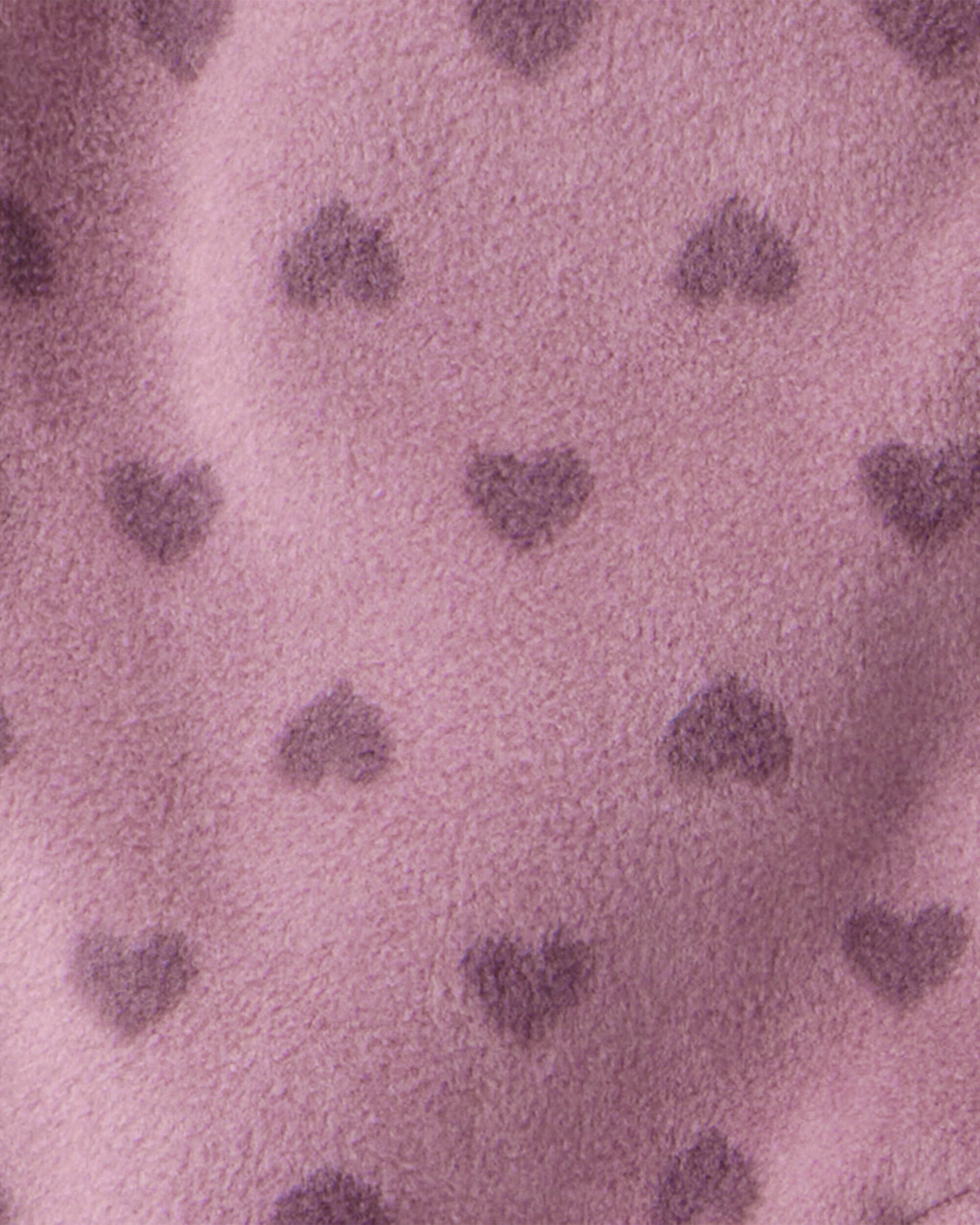 Baby Girl Heart Print Fleece Long-Sleeve Loose Fit Sleep & Play Pajamas - Purple