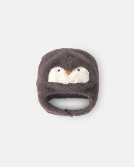 baby penguin christmas fleece hat - grey