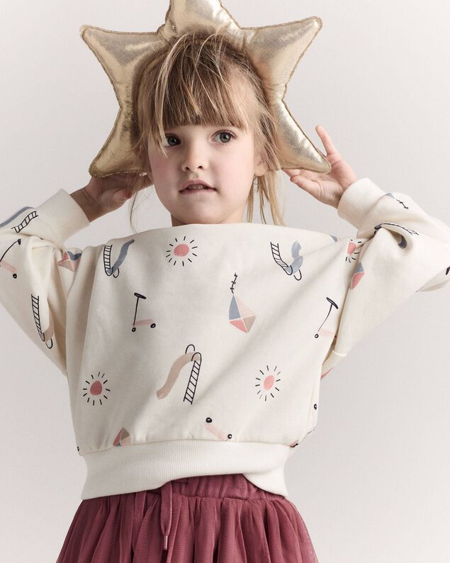 Product image 1 of Toddler Dolman-Sleeve Sweatshirt in Park Day Print - Cream