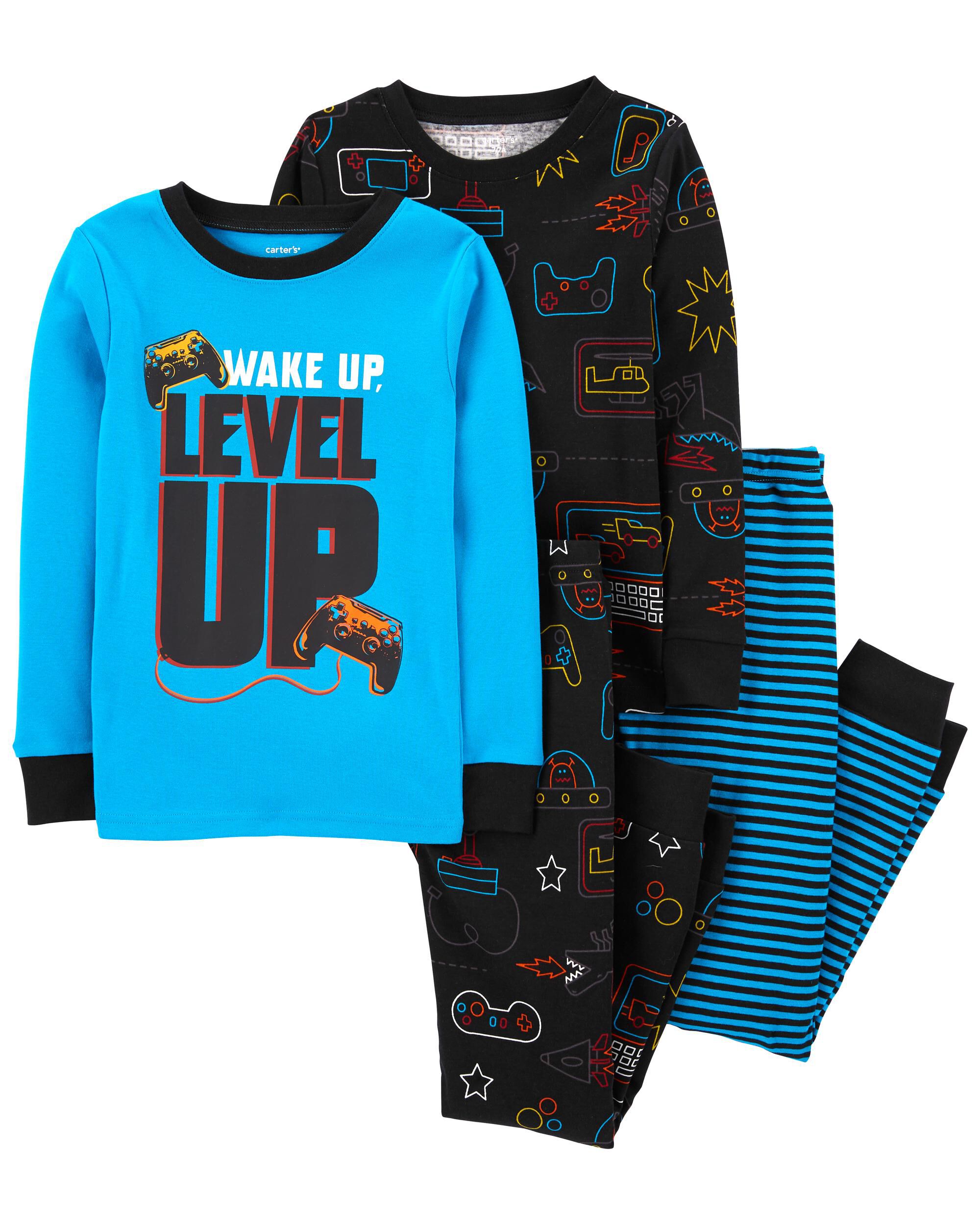New Carter's Boys Video Game Pajama set Allover Snug Fit Short Sleeve Blue 