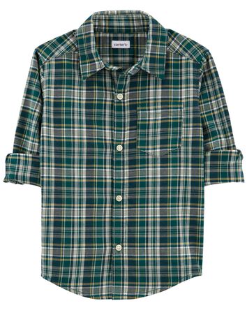 Baby Plaid Button-Front Shirt