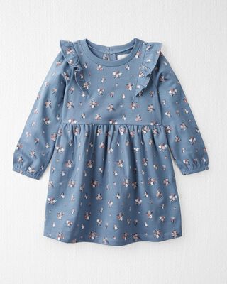 Product image 1 of Toddler Long-Sleeve Ruffle Dress Made with Organic Cotton in Floral Print