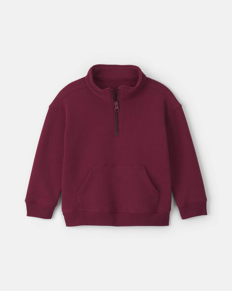 toddler boy fleece quarter-zip pullover sweatshirt - burgundy