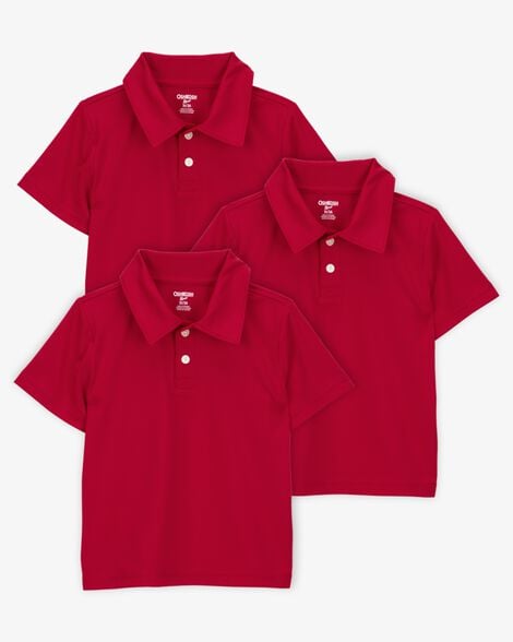 Product image 1 of Toddler 3-Pack Active Uniform Polo Shirts in Moisture Wicking BeCool™ Fabric - Red