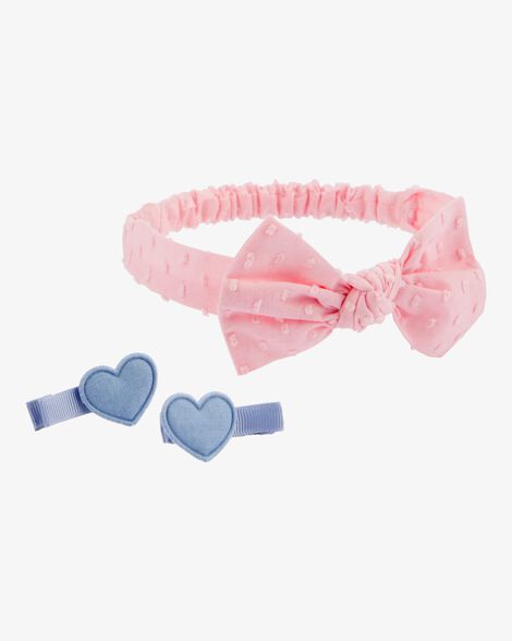  Product image 1 of Baby 2-Pack Clips & Headwrap - Pink/Blue