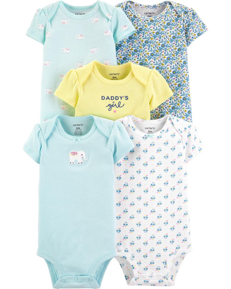 5 Pack Elephant Original Bodysuits Carters Com