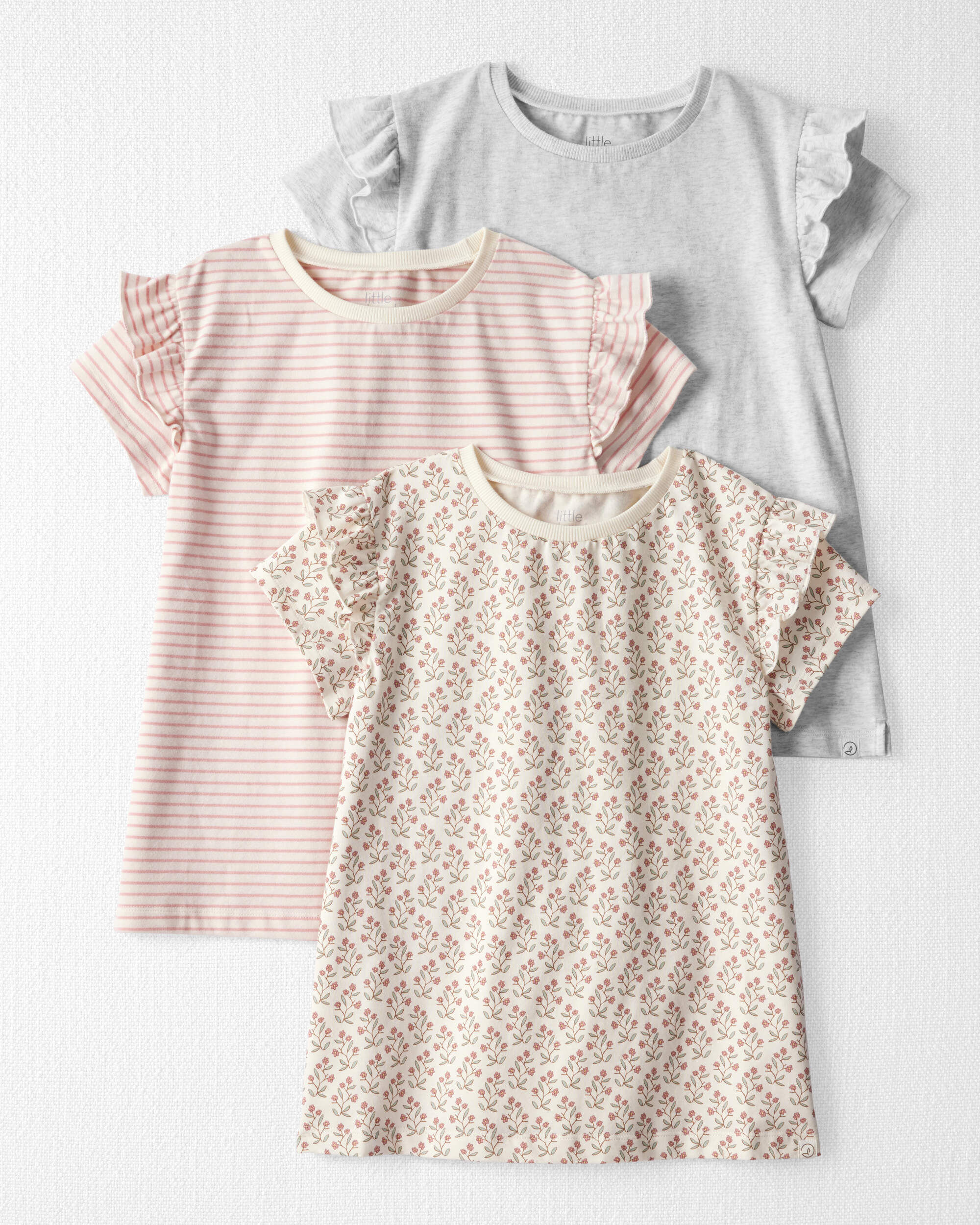 Kid 3-Pack Organic Cotton Flutter Sleeve Tees - Little