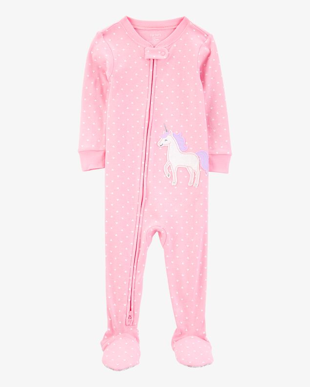 Product image 1 of Toddler Girl Unicorn Snug Fit Cotton Footie 1-Piece Pajamas - Pink